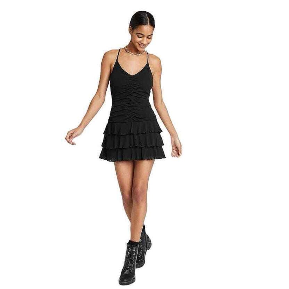 Black Wild Fable Scoop Neck FairyCore Mini Dress